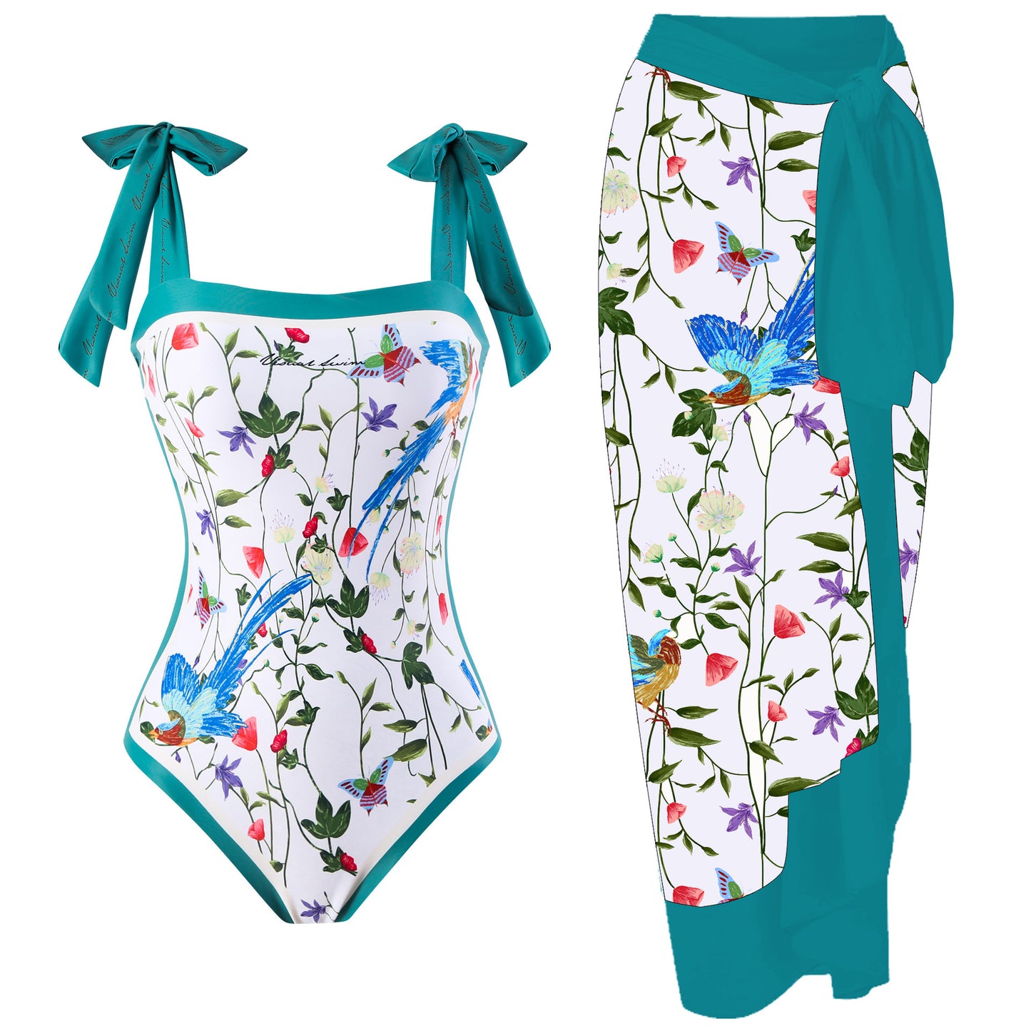 Double-sided printed one-piece retro swimsuit