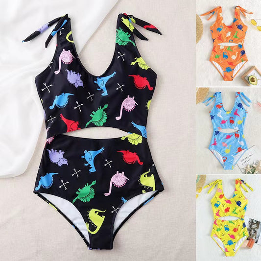 Shoulder-strap split cartoon printed bikini