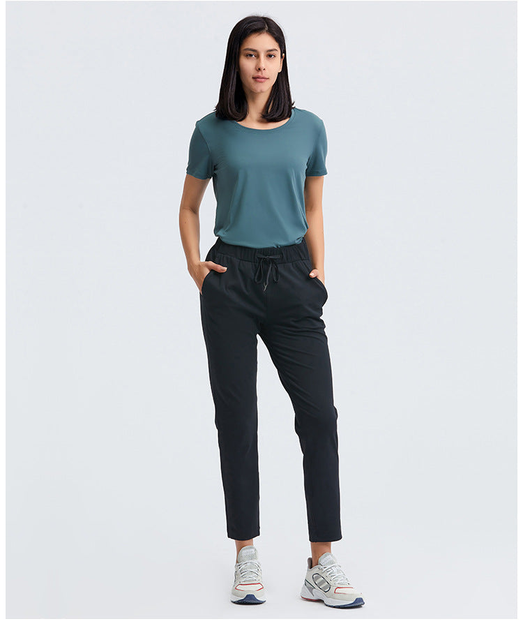 Straight drawstring casual pants