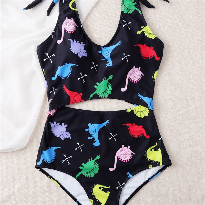 Shoulder-strap split cartoon printed bikini