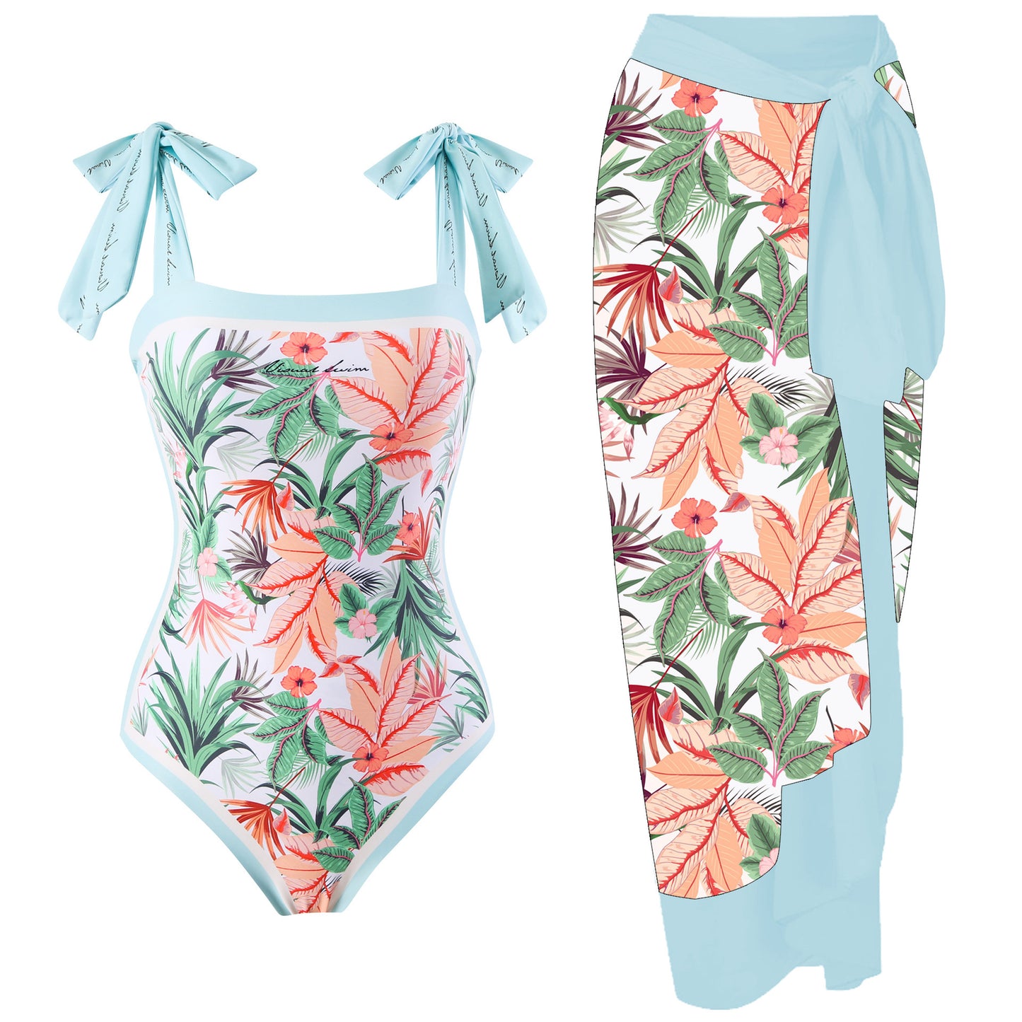 Double-sided printed one-piece retro swimsuit