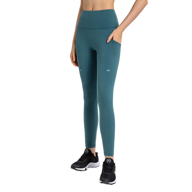 High-waist abdomen-slimming side pocket hip-lifting sports pants