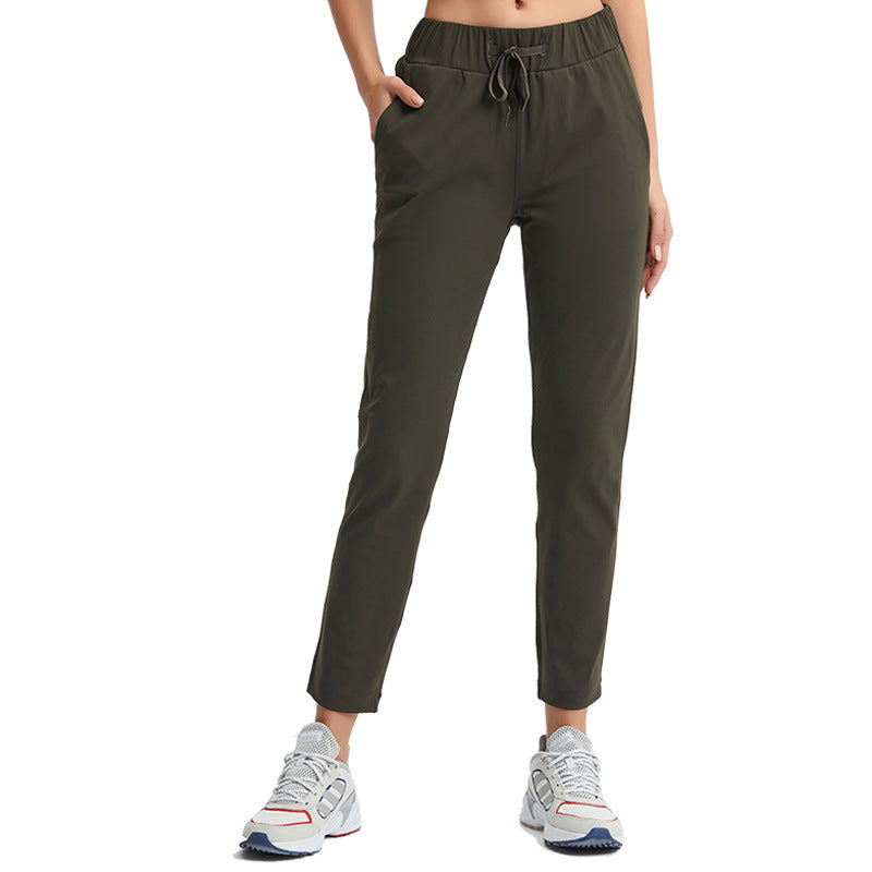 Straight drawstring casual pants