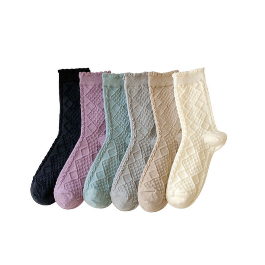 Cotton socks with twisted patterns