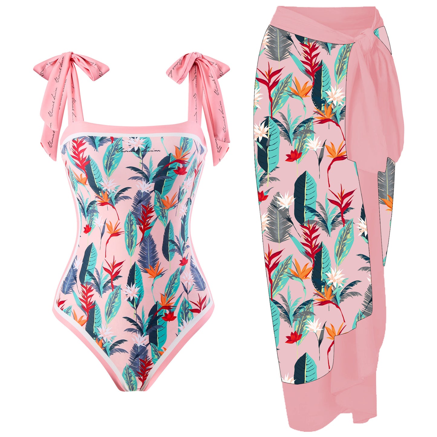 Double-sided printed one-piece retro swimsuit