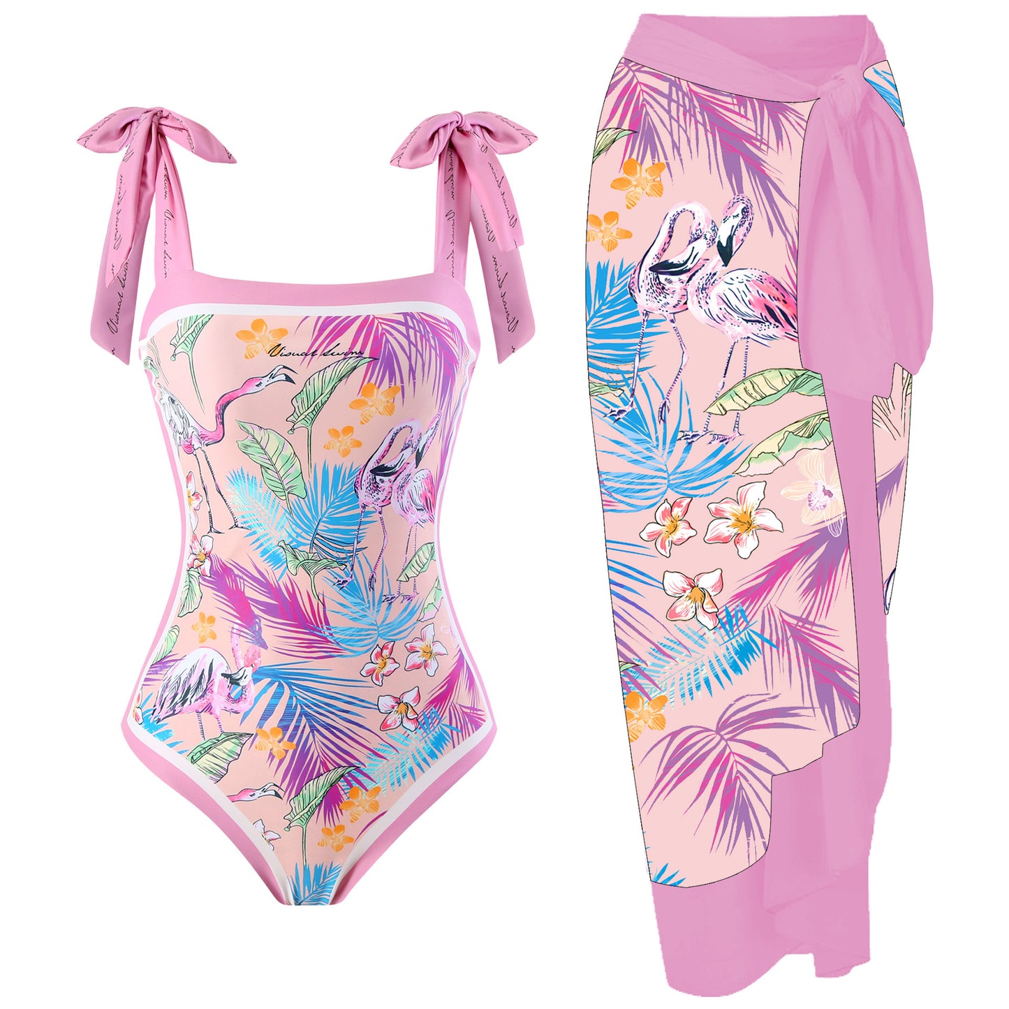 Double-sided printed one-piece retro swimsuit