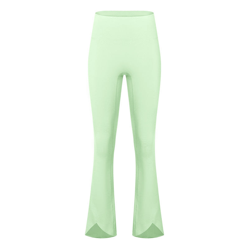 Autumn and winter fleece-lined micro flared sports pants with slit at the cuffs