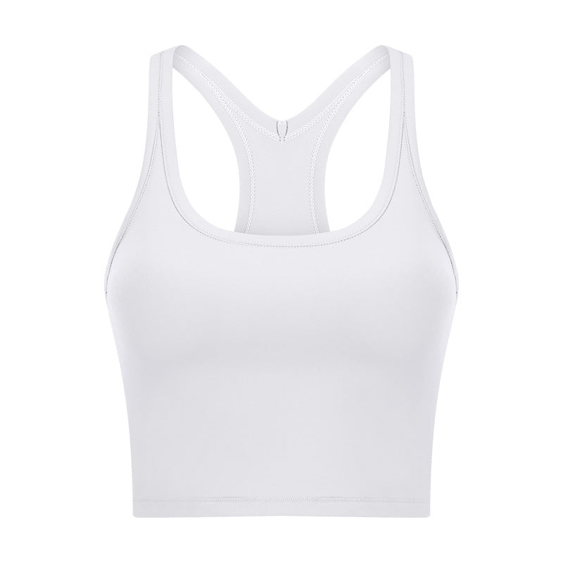 U-neck I-shaped racerback built-in bra sports vest