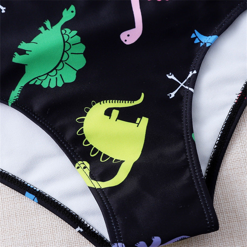 Shoulder-strap split cartoon printed bikini