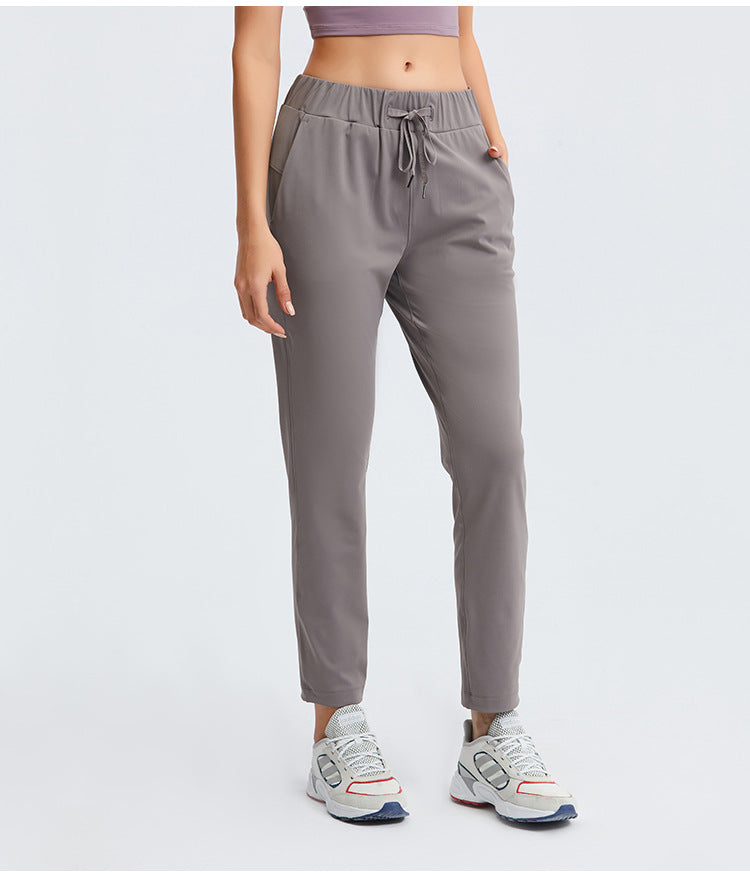 Straight drawstring casual pants