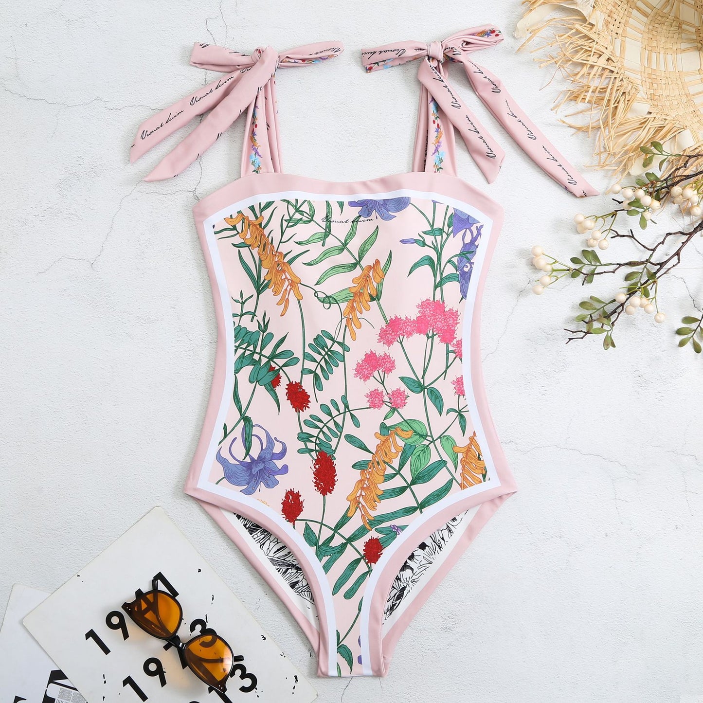 Double-sided printed one-piece retro swimsuit