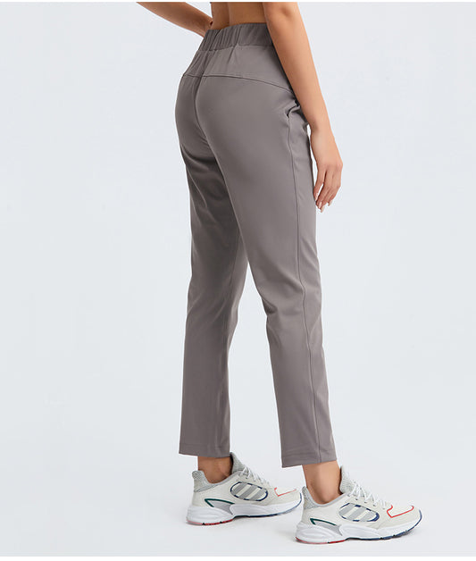 Straight drawstring casual pants