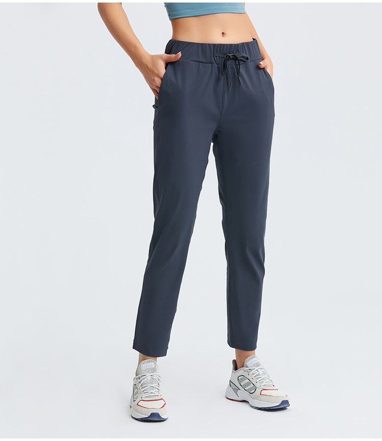 Straight drawstring casual pants