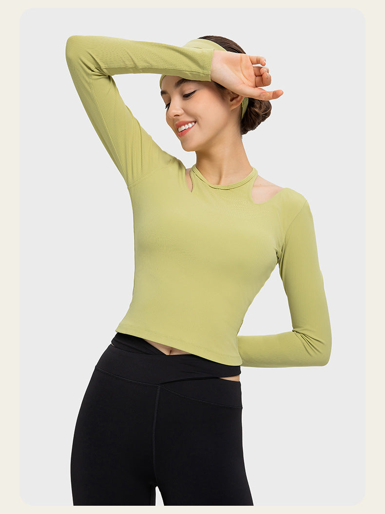 Nude-feel shaping halter neck sports top