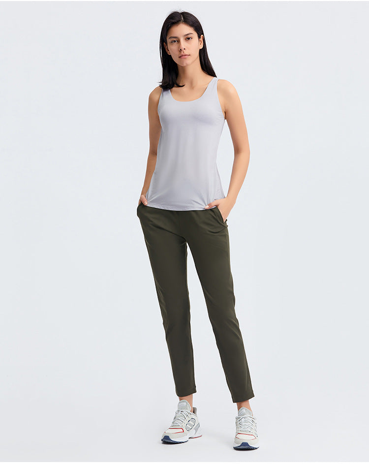 Straight drawstring casual pants