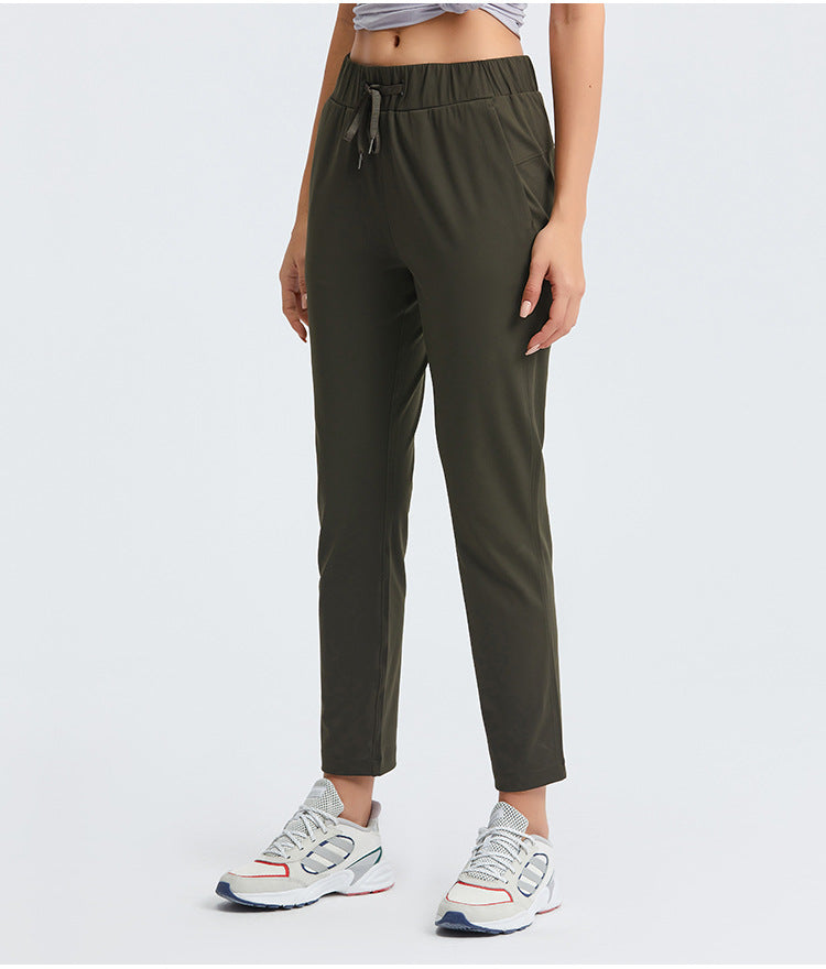 Straight drawstring casual pants