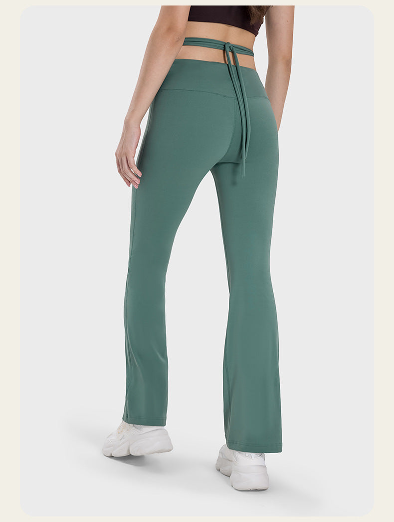 Skin-friendly, nude-feeling, crossed strap casual sports pants