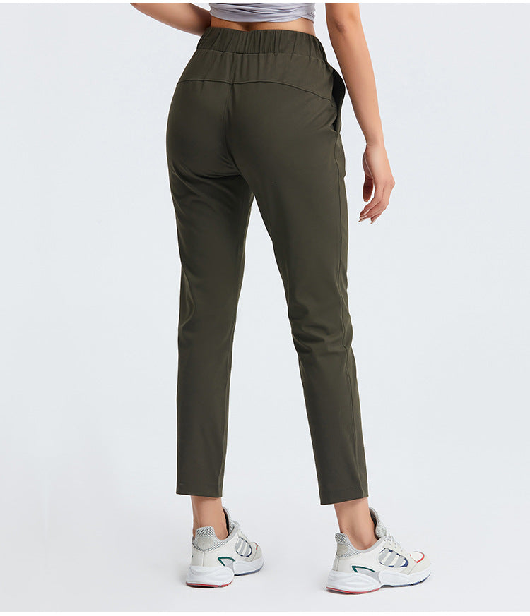 Straight drawstring casual pants