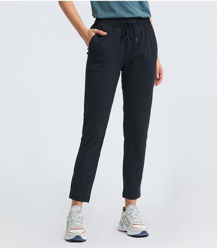 Straight drawstring casual pants