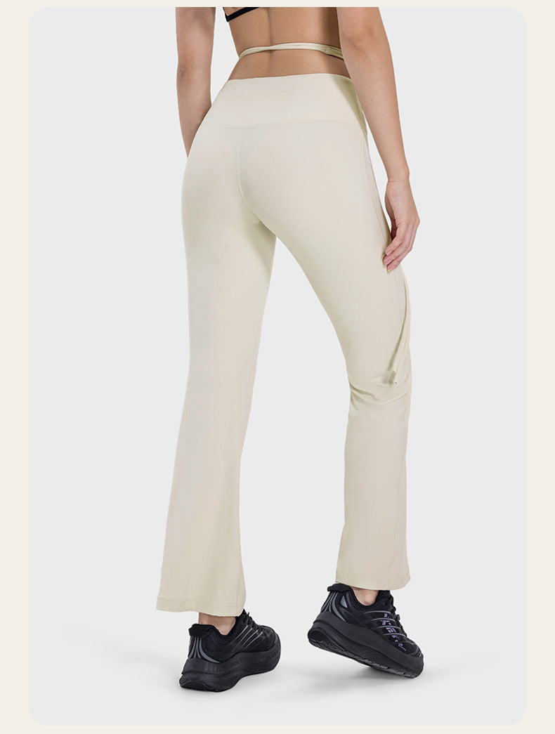 Skin-friendly, nude-feeling, crossed strap casual sports pants