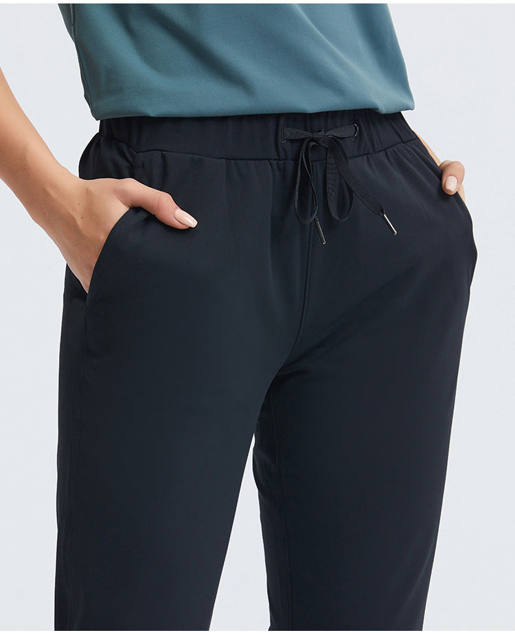 Straight drawstring casual pants