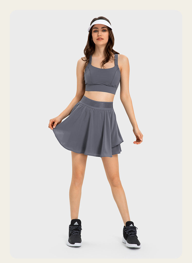 Anti-flashing fake two-piece quick-drying sports short skirt