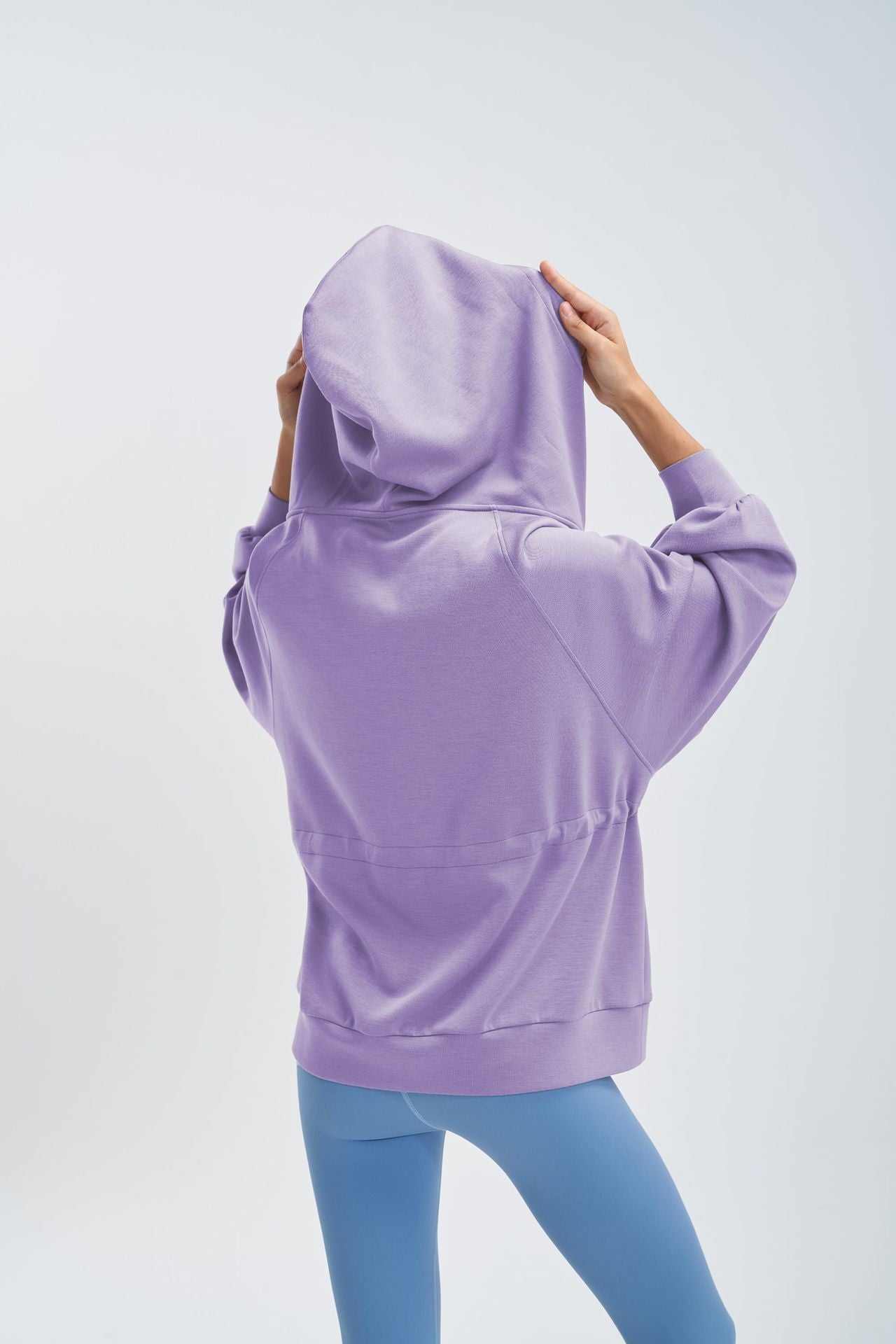 Bat design hooded waist-cinching sweatshirt