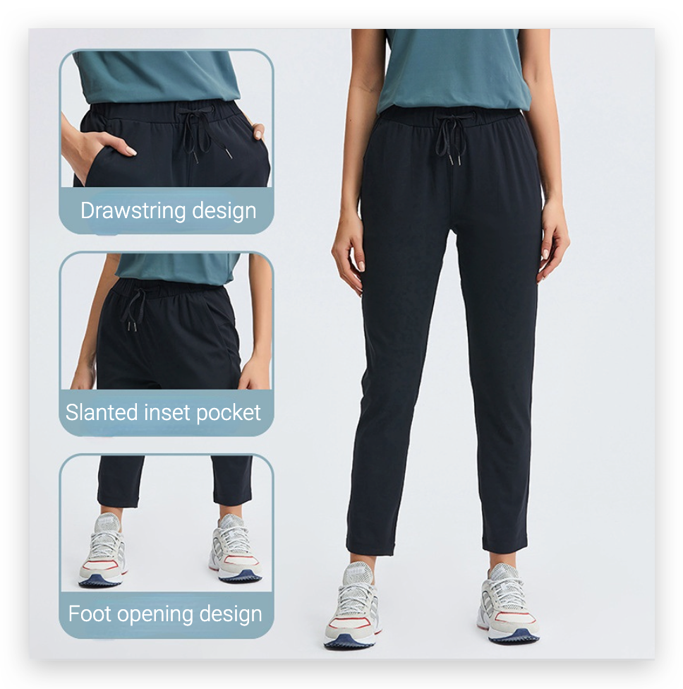 Straight drawstring casual pants