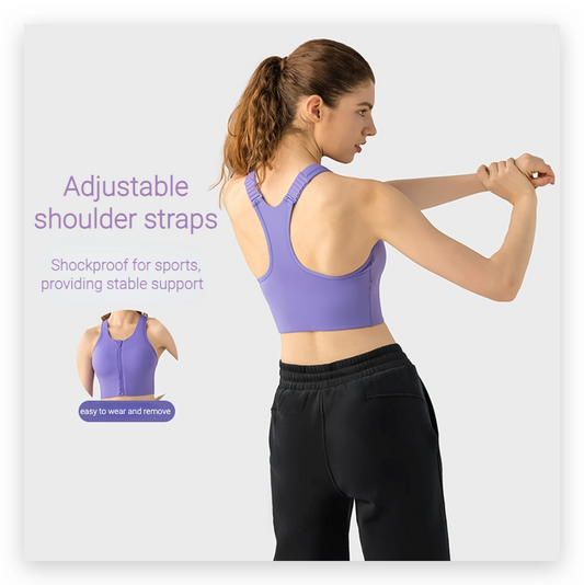 Integrated fixed padded bra and zipper sports vest