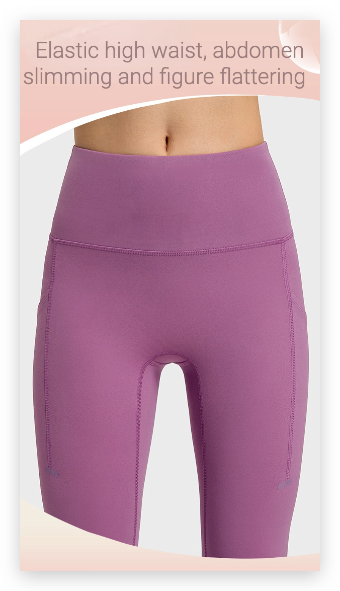 High-waist abdomen-slimming side pocket hip-lifting sports pants