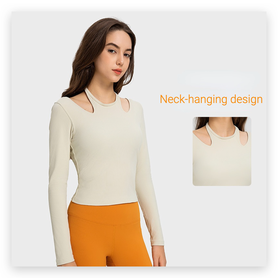 Nude-feel shaping halter neck sports top